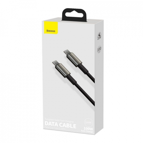 Adaptoare - Cablu Baseus Type-C la Type-C PD 5A 100W Tungsten CATWJ-01, 1 m, Negru
