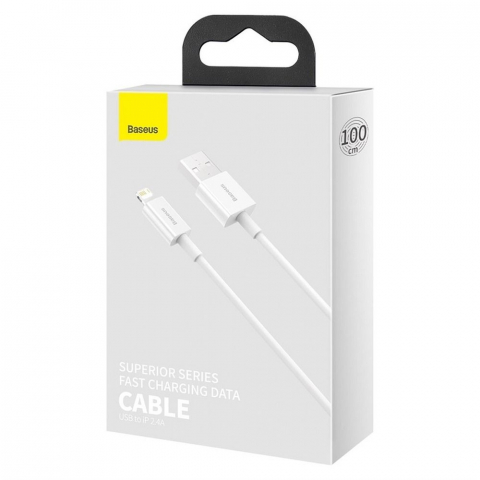 Cablu Baseus USB-A la Lightning, 2.4A, Superior Series, 1m, Alb [3]