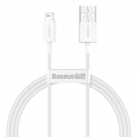 Adaptoare - Cablu Baseus USB-A la Lightning, 2.4A, Superior Series, 1m, Alb