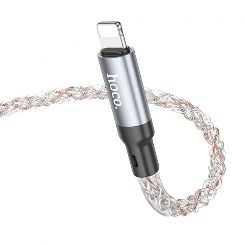 Cablu Hoco U112 USB-A la Lightning, 2.4A, 1m, Gri [1]