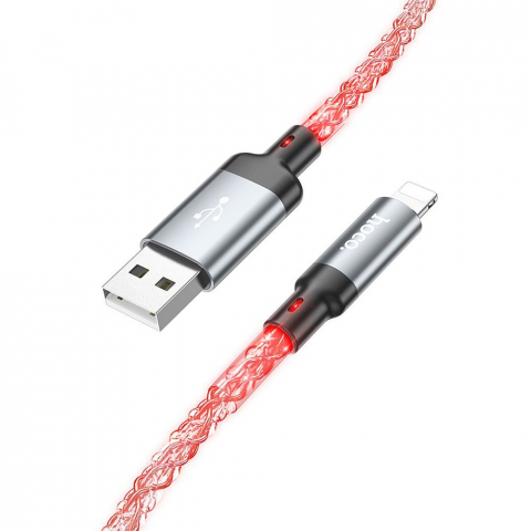 Cablu Hoco U112 USB-A la Lightning, 2.4A, 1m, Gri [2]