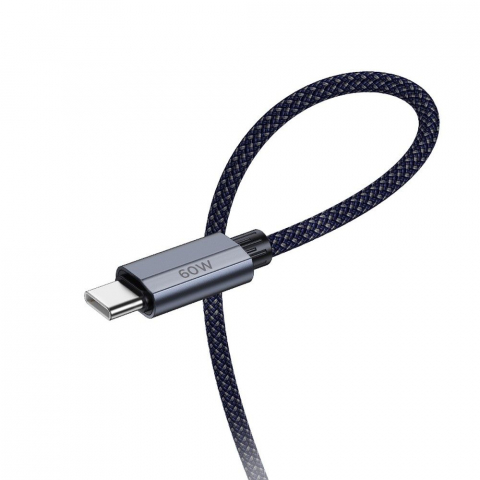 Adaptoare - Cablu Type-C la Type-C Hoco U134 – PD QC3.0, 3A, 60W, 1.2m, Albastru Închis