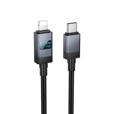 Cablu USB-C la Lightning Hoco X118, PD 27W, cu display, 1m, Black – Fast Charging [1]