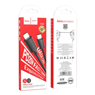 Cabluri - Cablu USB-C la Lightning Hoco X83, PD 20W, 2.4A, 1m, Black – Fast Charging