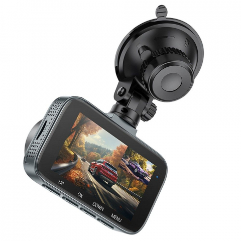 Cameră Auto Hoco cu Ecran 3" și Cameră Spate, 1080P 30fps, DV6, Gri Metalizat [1]