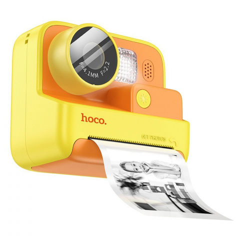 Jucarii si Gadget-uri copii - Cameră foto instant pentru Copii cu Imprimantă, Hoco,galbena