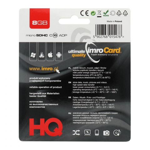 Card Memorie Imro MicroSD 8GB cu Adaptor SD - Soluția Perfectă pentru Stocare Compactă [1]