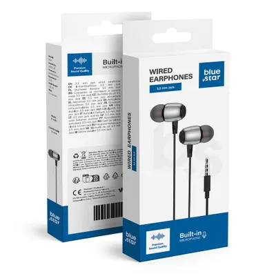 Casti - Căști cu Fir BLUE STAR M09 – Jack 3,5 mm, Microfon, 1,2 m, Negru