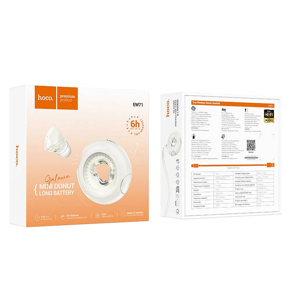 Căști Wireless Bluetooth TWS Hoco EW71, Milky White [2]