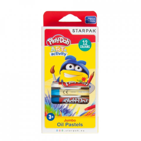 Rechizite și Birotică - Creioane Pastel Uleios Play-Doh – Set 12 Culori Vibrante, pentru Desen Artistic