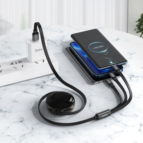 Hoco X78 - Cablu 3 în 1 USB-A la Lightning, Micro USB, Type-C 2A, 1m, Negru [1]