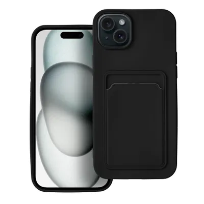 Huse - Husă card neagră pentru iPhone 15 Plus – protecție + portofel compact