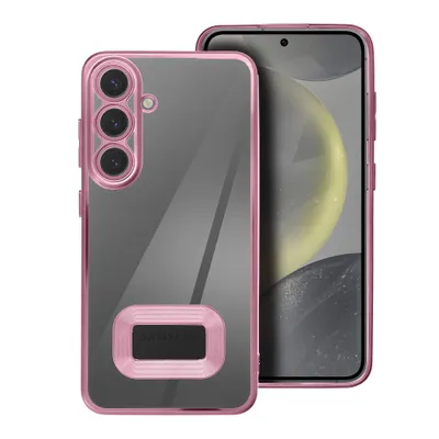 Huse - Husă GLAM rose pink pentru Samsung Galaxy S25 Ultra – elegantă, transparentă, cu ramă decorativă