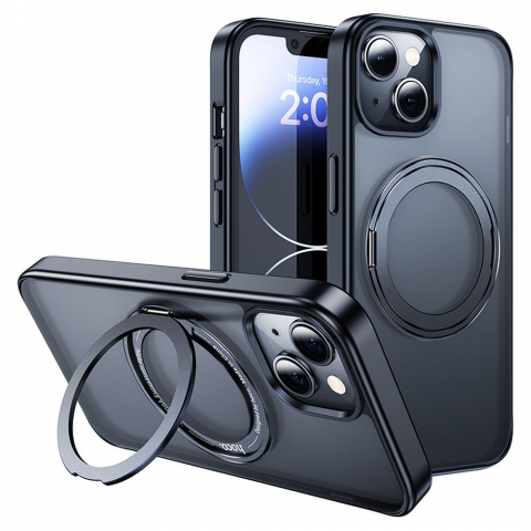 Huse - Husă HOCO cu inel compatibilă cu MagSafe AS1 pentru iPhone 15 Plus Neagră