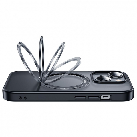 Husă HOCO cu inel compatibilă cu MagSafe AS1 pentru iPhone 15 Plus Neagră [1]