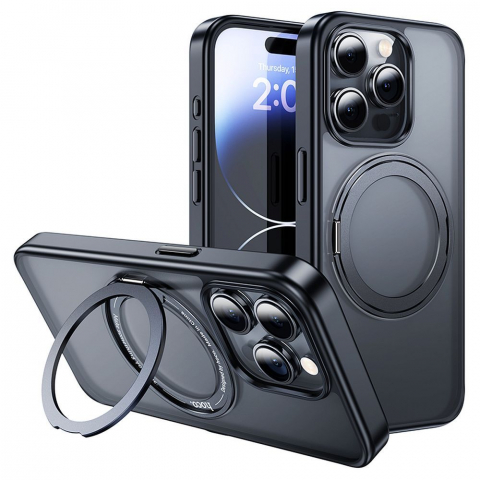 Huse - Husă HOCO cu inel compatibilă cu MagSafe AS1 pentru iPhone 15 Pro Max neagră