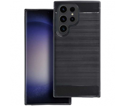 Huse - Husă textură carbon neagră pentru Samsung Galaxy A55 5G – slim, rezistentă la șocuri, grip bun