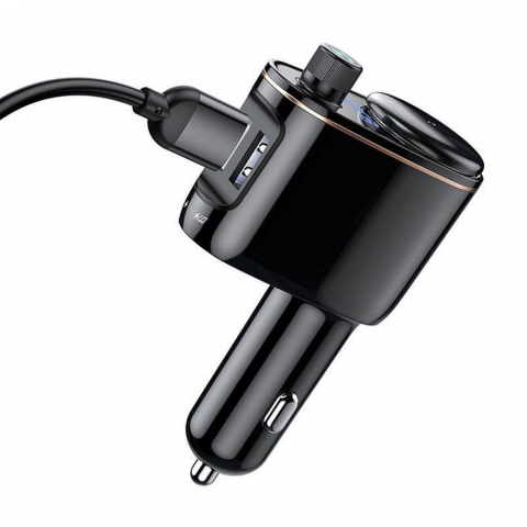 Accesorii GSM & IT - Încărcător Auto Baseus cu 2 x USB-A și Transmițător FM + BT, 3.4A, S-06, CCHC000001, Negru