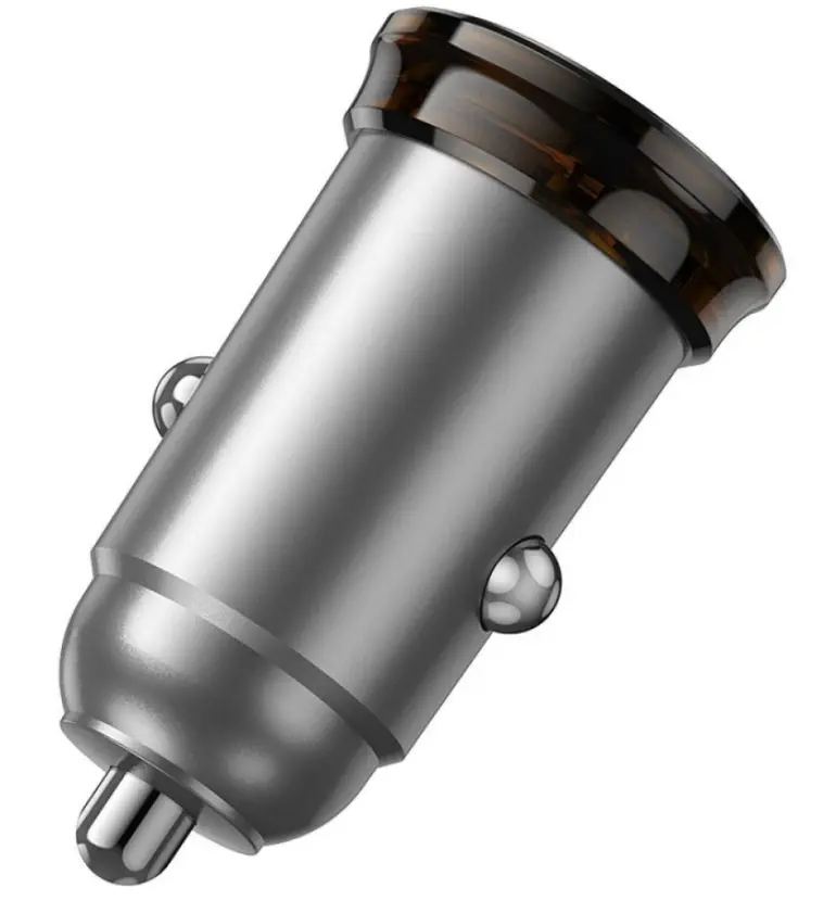 Incarcatoare - Încărcător Auto HOCO NZ16A – USB-A + USB-C, Cablu Tip-C la Lightning, PD QC3.0 43W, Gri Metal