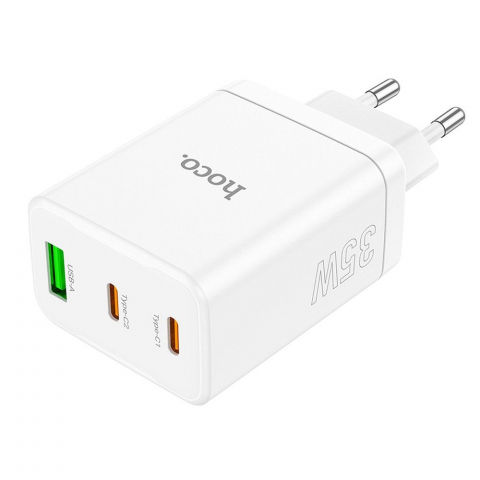 Incarcatoare - Incarcator HOCO 2 x Tip C + USB A PD QC3.0 3A 35W N33 alb