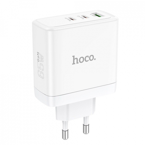 Încărcător Hoco N30, 2 x Type-C + USB-A, QC PD, 65W, Alb [5]