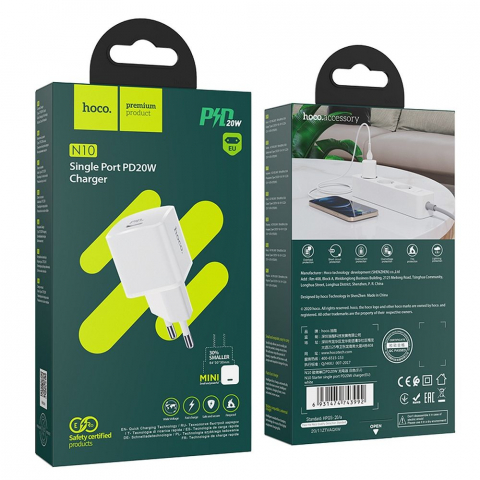Încărcător Hoco Type-C PD 20W N10, Alb – Fast Charge pentru Dispozitive Moderne [6]