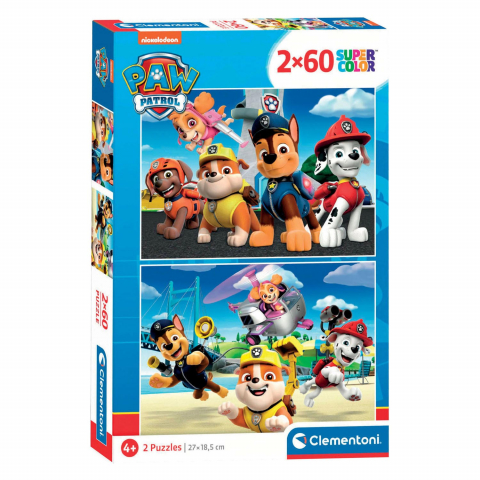 Puzzle copii - Patrula Cățelușilor Squad – Puzzle Set 2x60 Piese Clementoni, 4+ Ani