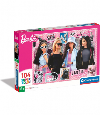 Puzzle copii - Puzzle Barbie Fashion 104 piese – Clementoni Super Color