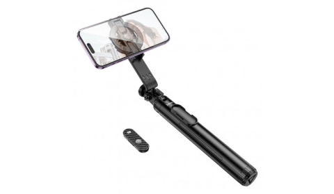 Selfie stick Hoco K25 trepied cu telecomanda wireless magnetic negru [2]