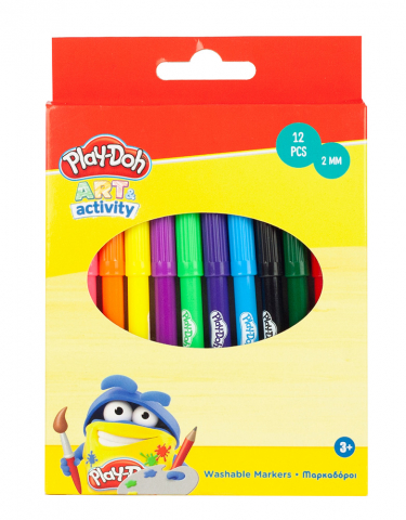 Instrumente scris - Set 12 Markere Lavabile Play-Doh Art – Culori Vii și Ușor de Curățat, pentru Copii