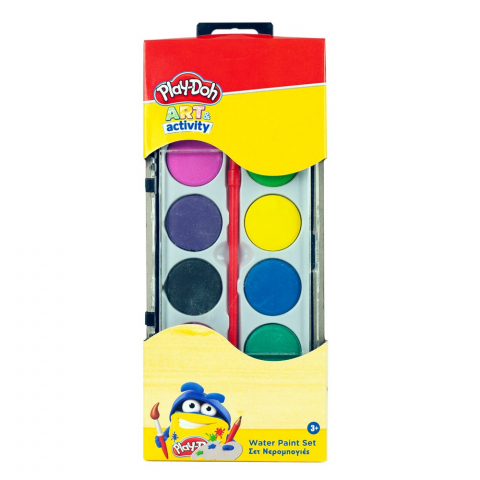 Accesorii pentru pictura - Set Acuarelă Play-Doh Art – 12 Culori Intense, cu Pensulă Inclusă