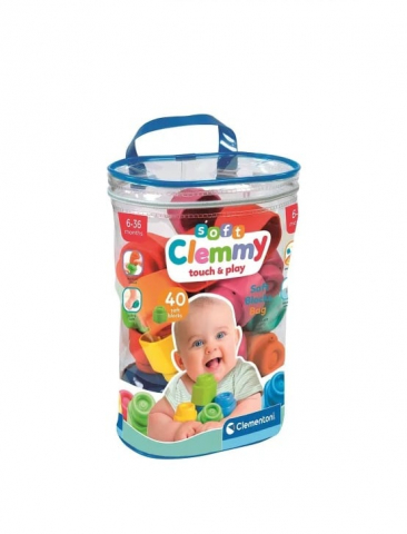 Jucarii si Gadget-uri copii - Set Blocuri de Construcții Moi Clemmy Colorat – 40 de Bucăți, Sigur pentru Copii