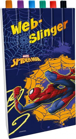 Instrumente scris - Set Pixuri Colorate Omul Păianjen – Web Slinger, 6 Bucăți, pentru Copii