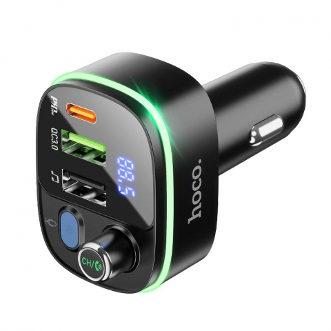 Transmiter FM Bluetooth Hoco E62 + 2xUSB + Type-C PD 20W + QC3.0 Fast – Negru [3]