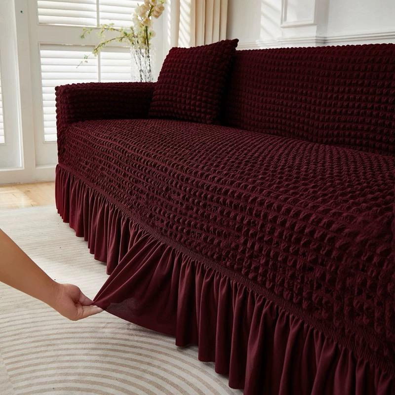 Husa pentru canapea 3 locuri, bumbac embosat Cu Volan  180 cm la 225 cm [2]