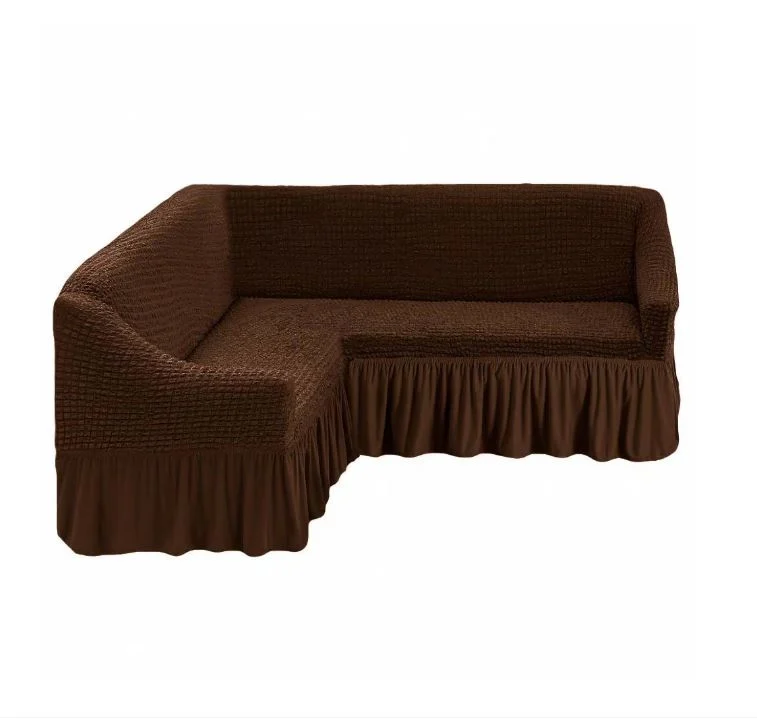 Husa pentru coltar,  bumbac embosat Cu Volan , pana la 300cm pe 300 cm latime Culoare: Maron [2]