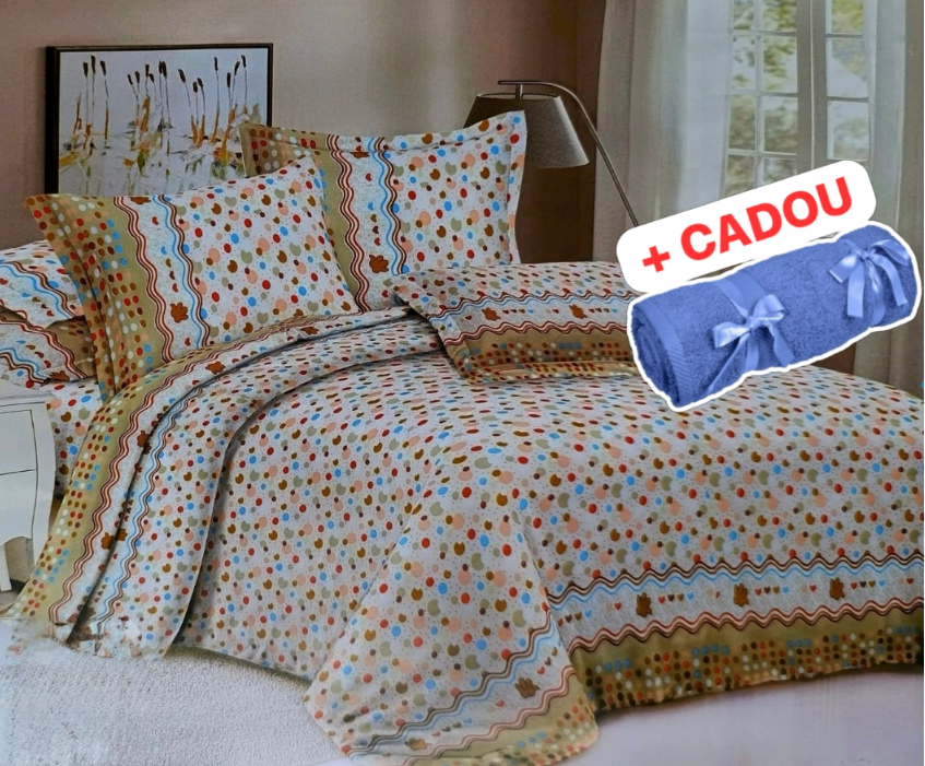 Lenjerie pat o persoana Buline Cod: S020 (170x220cm) + CADOU Prosop 50x90cm 100% Bumbac [1]