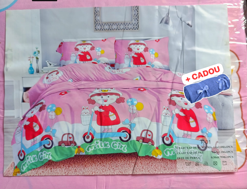 Lenjerie pat o persoana JOC Cod: S058 (170x220cm) + CADOU Prosop 50x90cm 100% Bumbac [1]