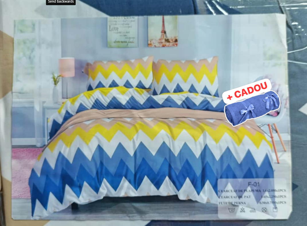 Lenjerie pat o persoana Razor  Cod: S050 (170x220cm) + CADOU Prosop 50x90cm 100% Bumbac [1]