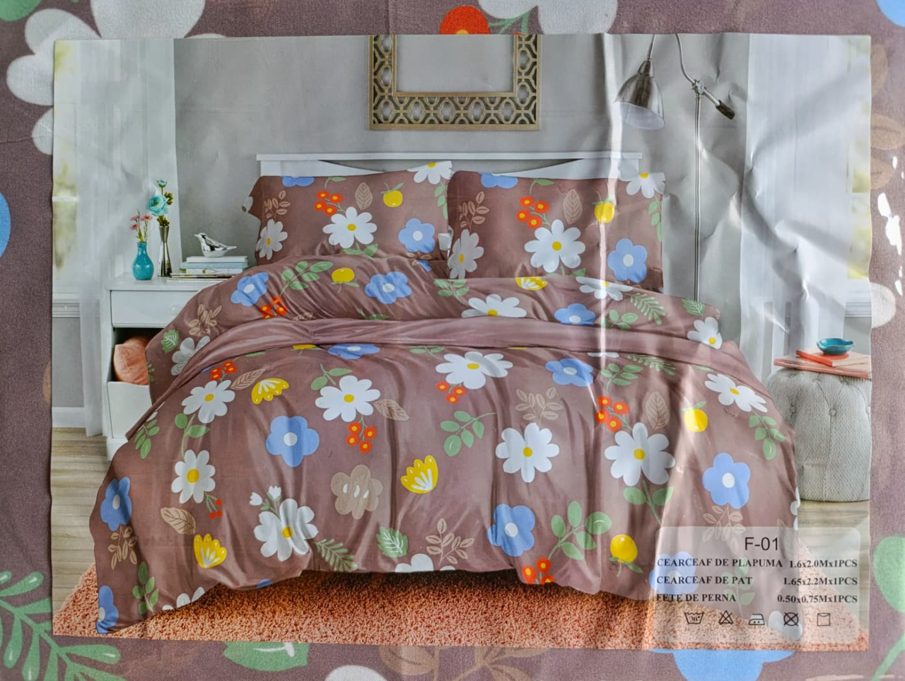 Lenjerie pat o persoana Curcubeu Cod: S027(170x220cm) + CADOU Prosop 50x90cm 100% Bumbac [3]