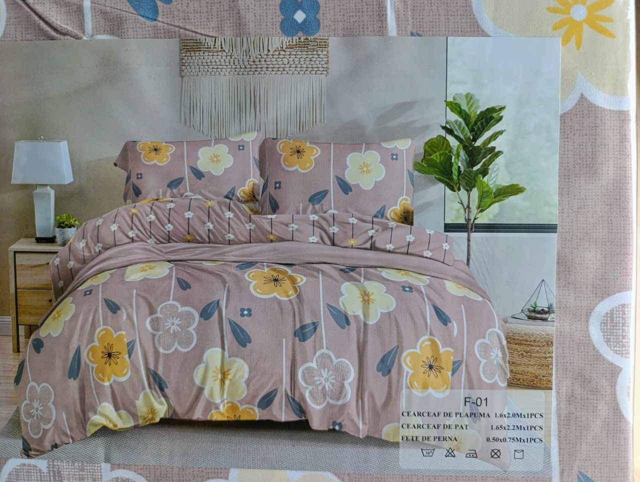 Lenjerie pat o persoana Fraguta Cod: S034 (170x220cm) + CADOU Prosop 50x90cm 100% Bumbac [3]