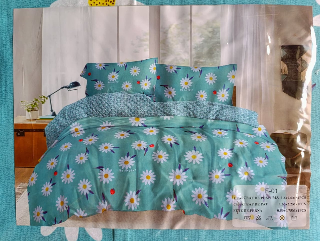 Lenjerie pat o persoana Margareta Cod: S035 (170x220cm) + CADOU Prosop 50x90cm 100% Bumbac [3]