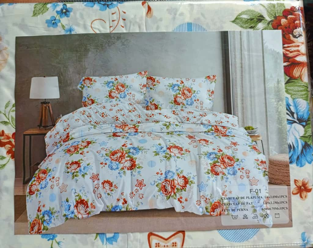 Lenjerie pat o persoana Multifloral Cod: S052 (170x220cm) + CADOU Prosop 50x90cm 100% Bumbac [3]