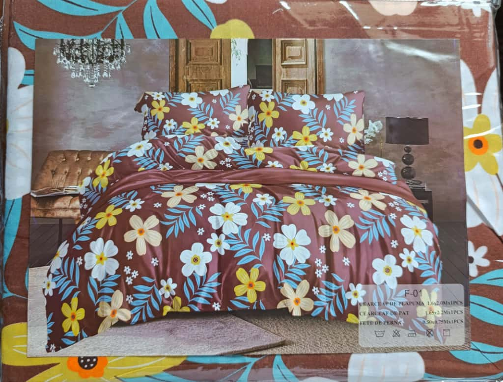 Lenjerie pat o persoana Maron  Cod: S051 (170x220cm) + CADOU Prosop 50x90cm 100% Bumbac [2]