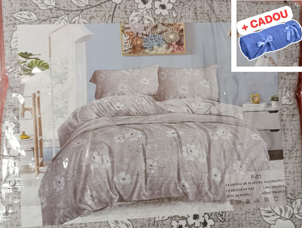 Lenjerie pat o persoana SUA Cod: S054 (170x220cm) + CADOU Prosop 50x90cm 100% Bumbac [2]