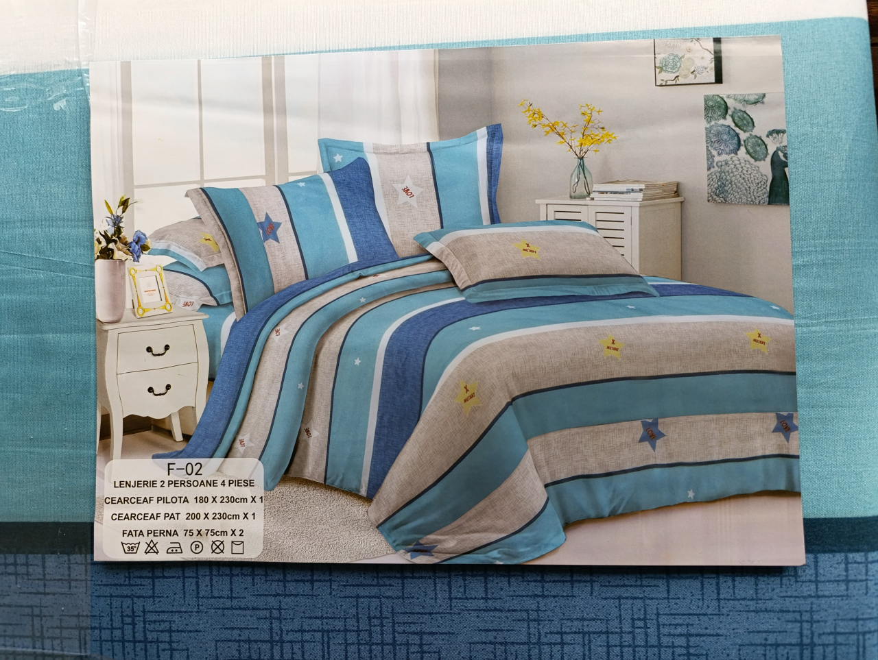 Lenjerie set 4 piese ​​​​​​​King-size Marine Cod F0218 (200 cm x 200-230 cm) [2]