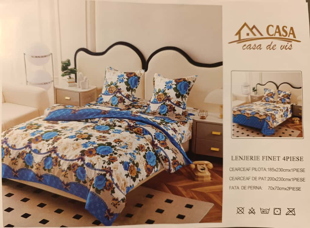 Lenjerie set 4 piese ​​​​​​​King-size Buchet BLU J223 (200 cm x 200-230 cm) - Pucioasa [2]