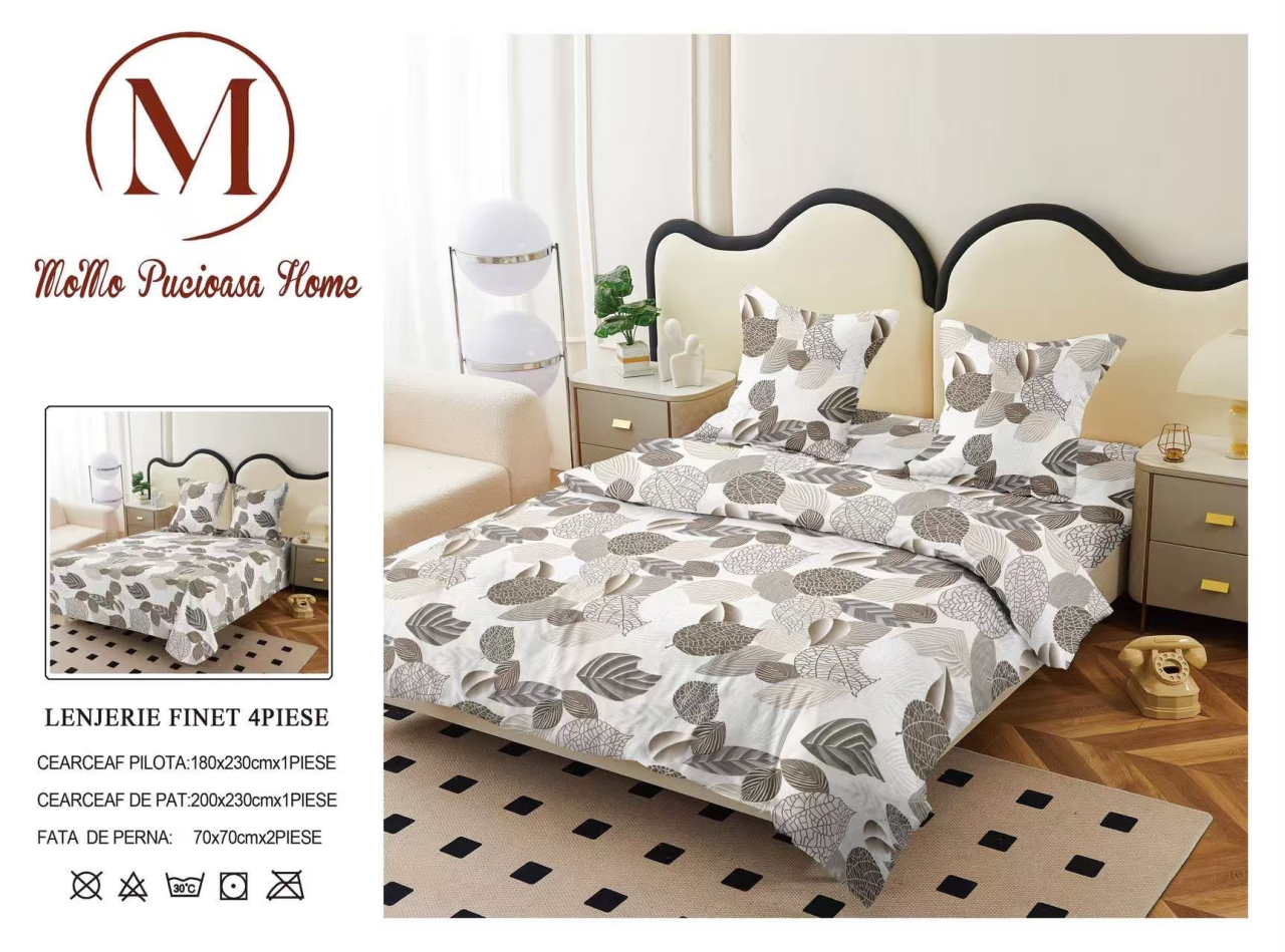 Lenjerie set 4 piese ​​​​​​​King-size Frunze Q23 (200 cm x 200-230 cm) - Pucioasa [3]