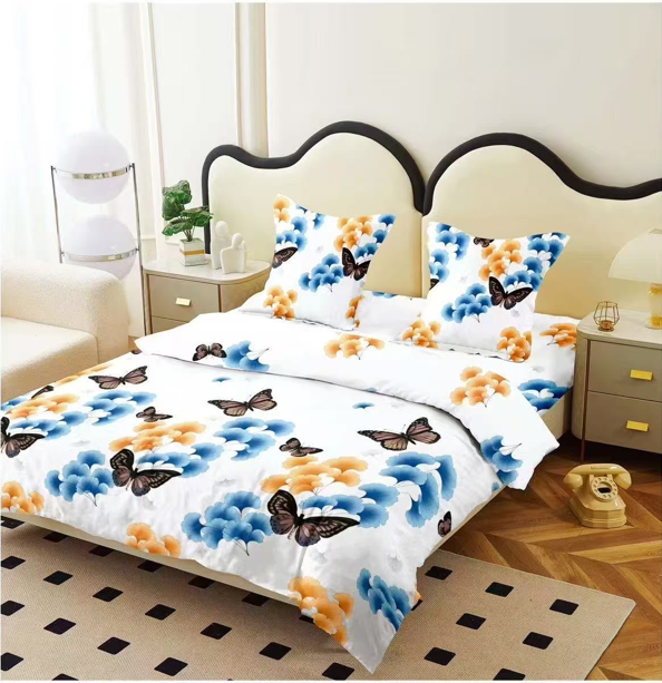 Lenjerie set 4 piese ​​​​​​​King-size Fluturi Bleu J20 (200 cm x 200-230 cm) [2]