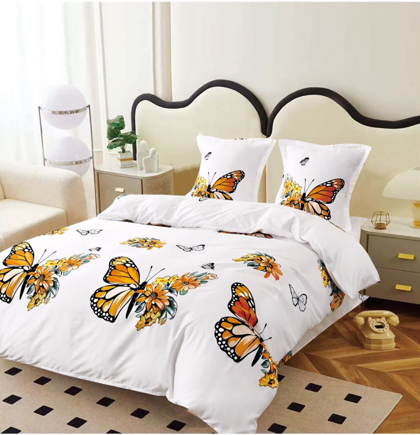 Lenjerie set 4 piese ​​​​​​​King-size Fluturi Portocalii Q11 (200 cm x 200-230 cm) - Pucioasa [2]